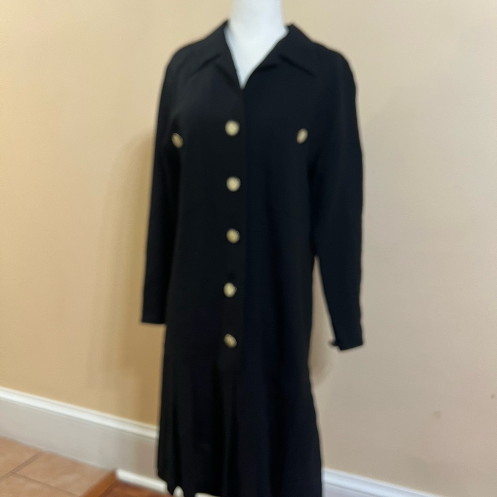 Chic Long Sleeve Black Dress with Gold Accents